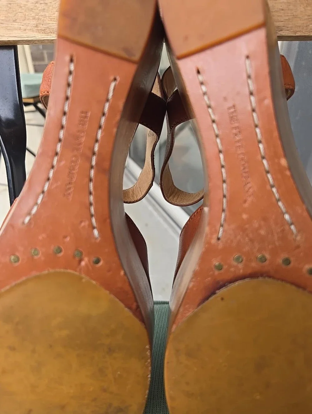 Frye Blair Cognac Leather Closed Toe Mary Jane Platform Wedges Size 10M